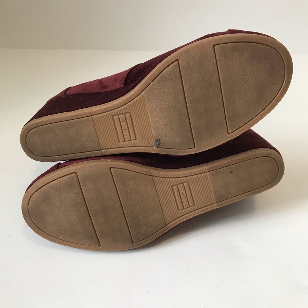 Toms Desert Wedge Velvet Maroon Lace Up Booties 9W - Picture 7 of 8